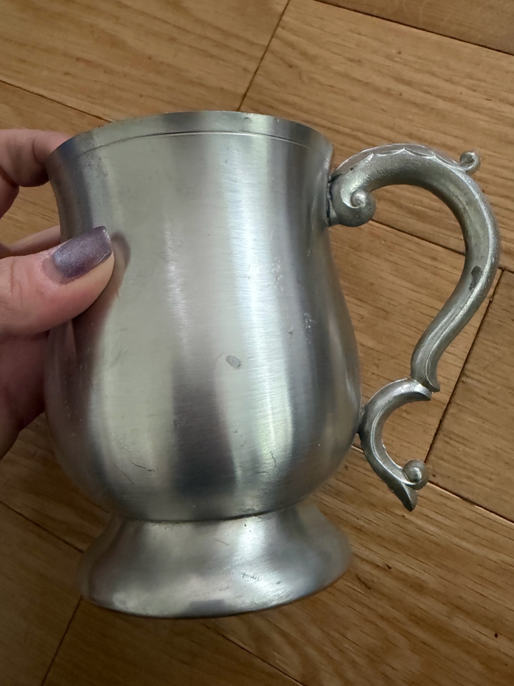 Vintage Ornate English Pewter Mug